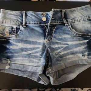 Almost Famous Distressed Blue Jean Shorts